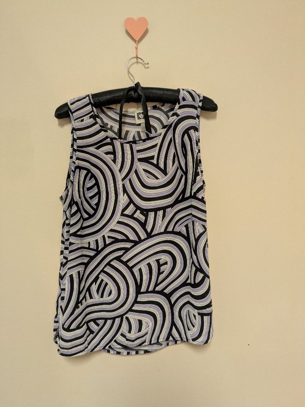 Anne Klein women's Printed Boatneck Pullover Top Lavender Size M geometric swirl